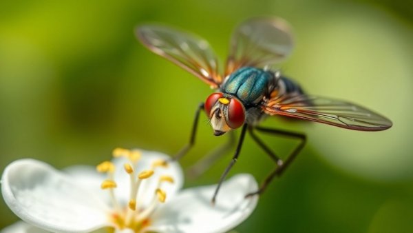 New World Screwworm Threat: fly on white flower