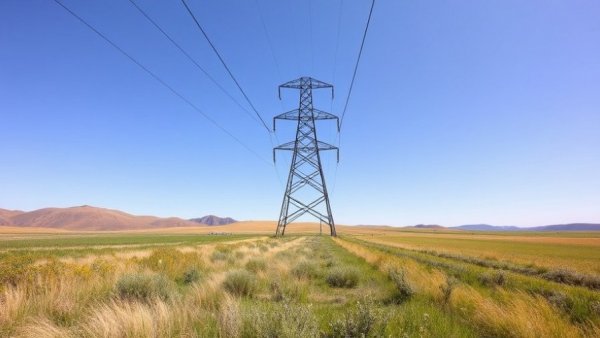High voltage power lines in California landscape symbolizing PG&E power infrastructure.