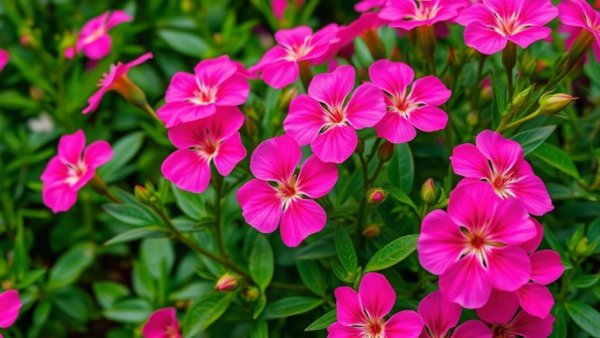 Vibrant pink native shrub alternatives in lush garden