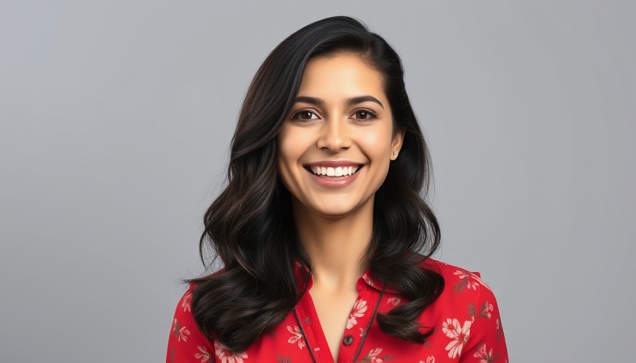 Woman smiling in floral top, Shein and Temu discussion.