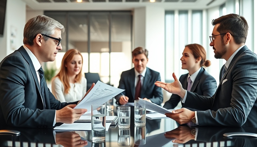 Business professionals discussing EBITDA calculations in a meeting.