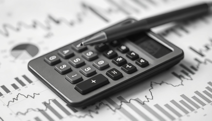 Pricing strategy with calculator and financial charts.