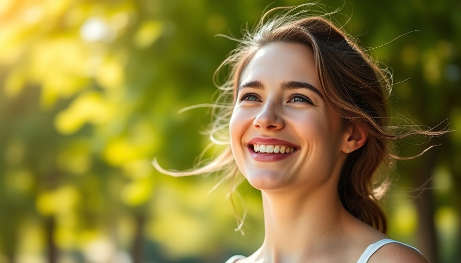 Young woman enjoying sunlight in a green park.