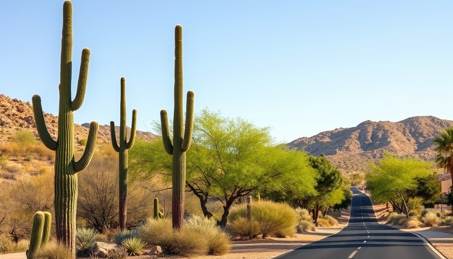 Cactus landscaping in a suburban setting with vibrant sunlight.