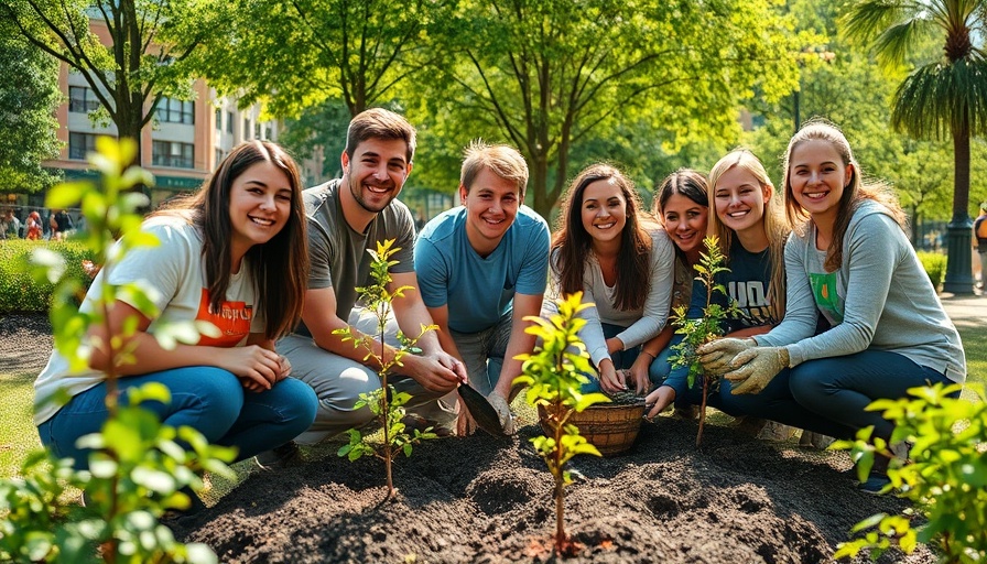 Volunteers engaging in tree planting for climate action