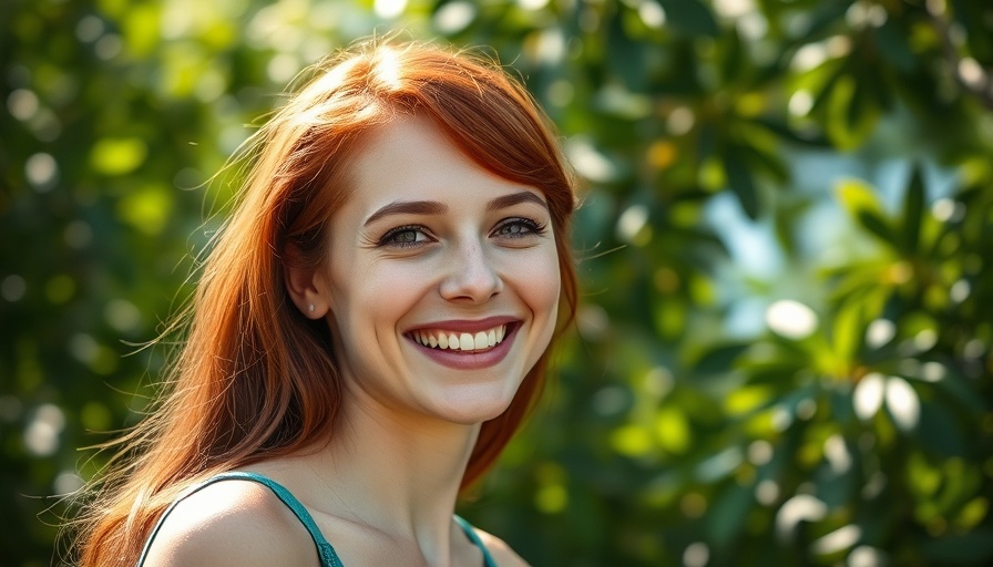 Smiling young woman outdoors with sunglasses, natural setting