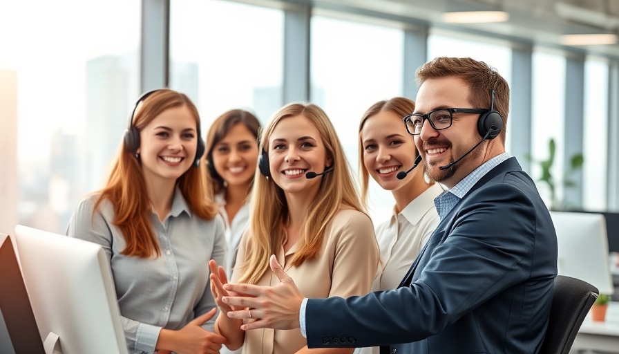 Cheerful customer support team interacting in office, customer feedback focus.