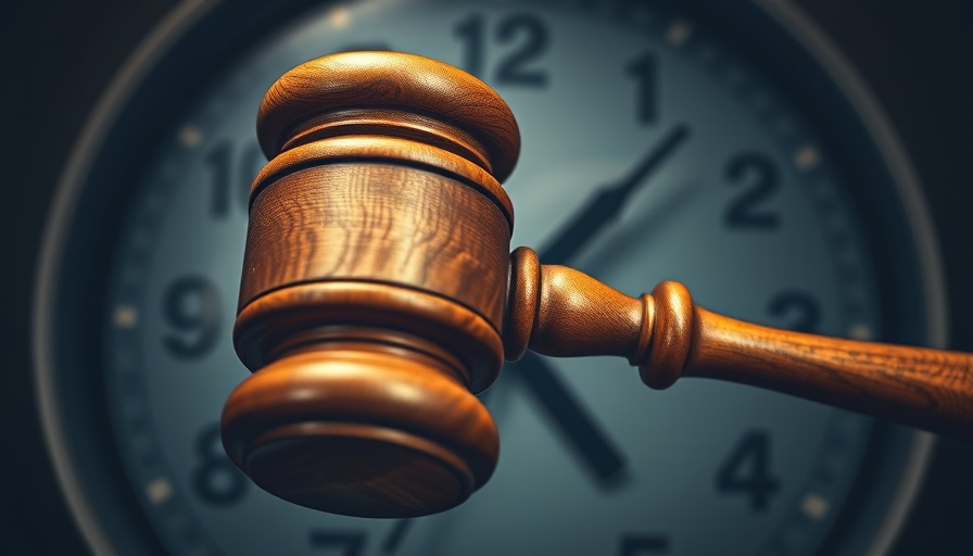 Urgent gavel on clock face symbolizing insurance policy cancellation deadline.