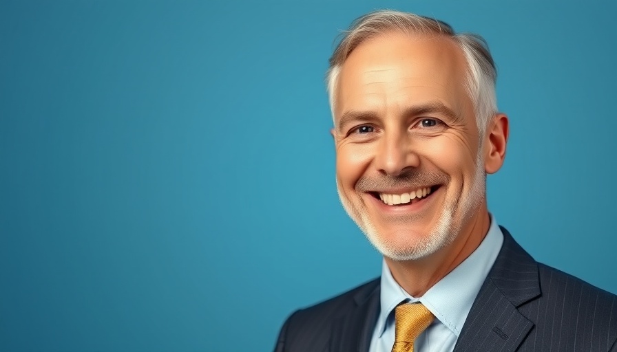 Professional portrait of a smiling businessman in a suit, USAA leadership change.