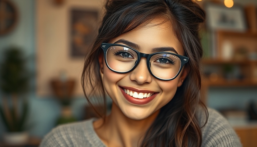 Smiling young woman with glasses, representing AI investment.