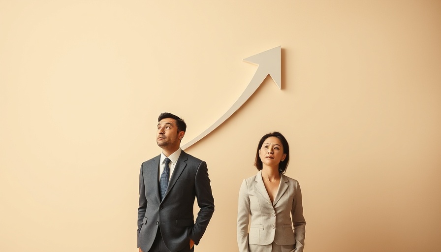 Abstract figures observing a rising arrow, symbolizing service business strategies.