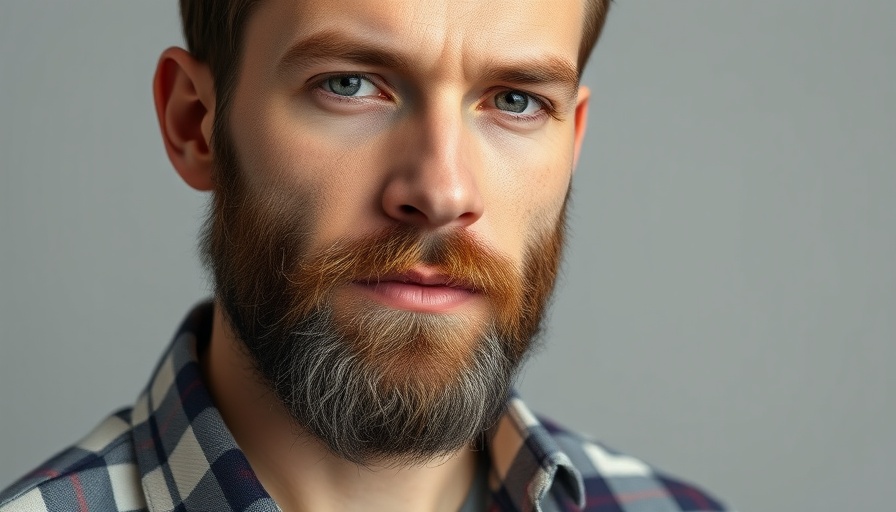 Man with beard and plaid shirt, neutral expression