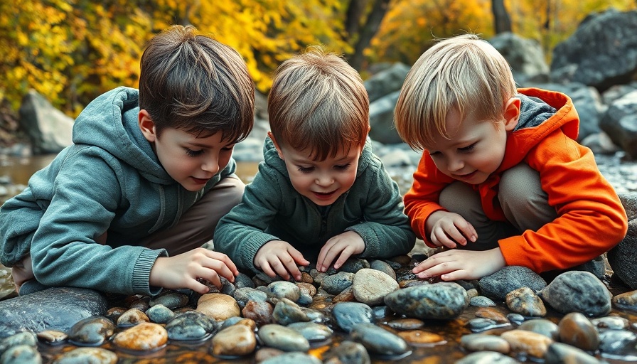 Children exploring nature on a rocky riverbank at Lesson Hive.