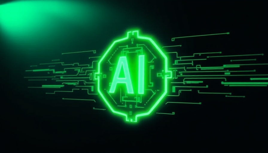 Abstract AI agent symbol with green digital distortion