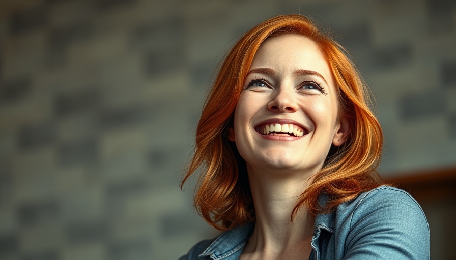 Relaxed person with red hair indoors, observing surroundings.