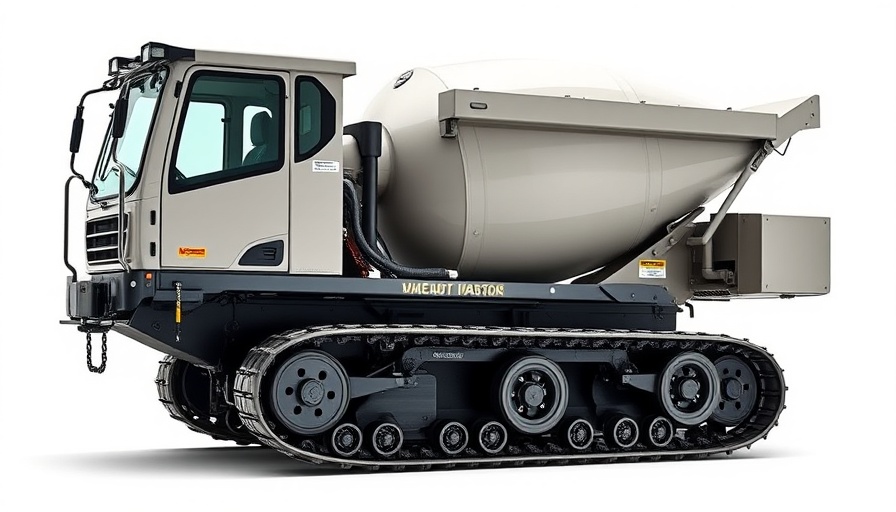 Compact tracked concrete dumper on a studio background