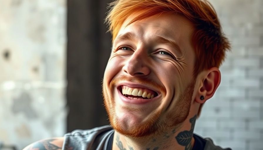 Relaxed man with red hair and tattoo smiling indoors, AI Dilemma