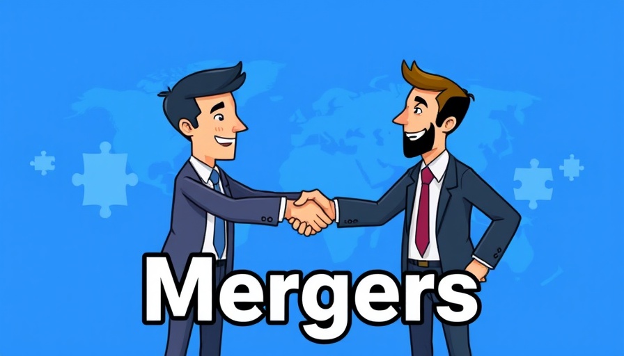 Cartoon illustration of two business figures shaking hands representing Gallagher Bassett acquisition.