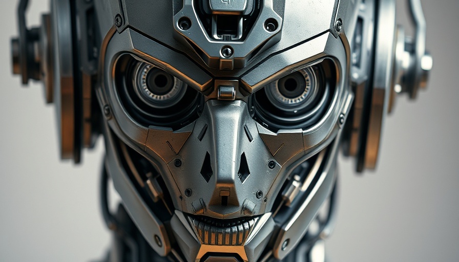 Intricate robotic face depicting artificial intelligence.