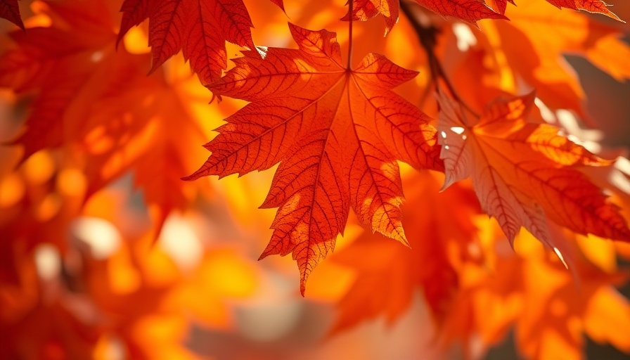 Close-up of autumn leaves in vibrant colors, focus on fall tree care.