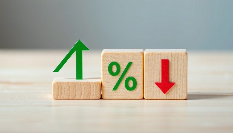 Wooden blocks showing green up arrow, percentage, red down arrow symbols for Global Commercial Insurance Rates.