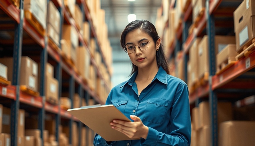 Young woman inspecting orphaned products in warehouse inventory.