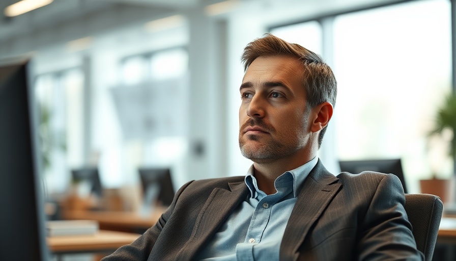 Thoughtful man in office during daily meetings.