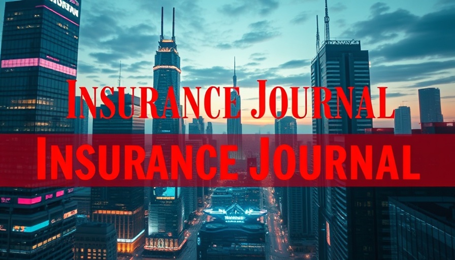 Futuristic cityscape with Insurance Journal logo.