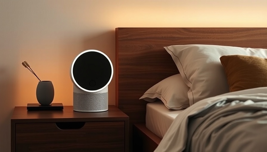 Modern air purifier in stylish bedroom showcasing design trends.