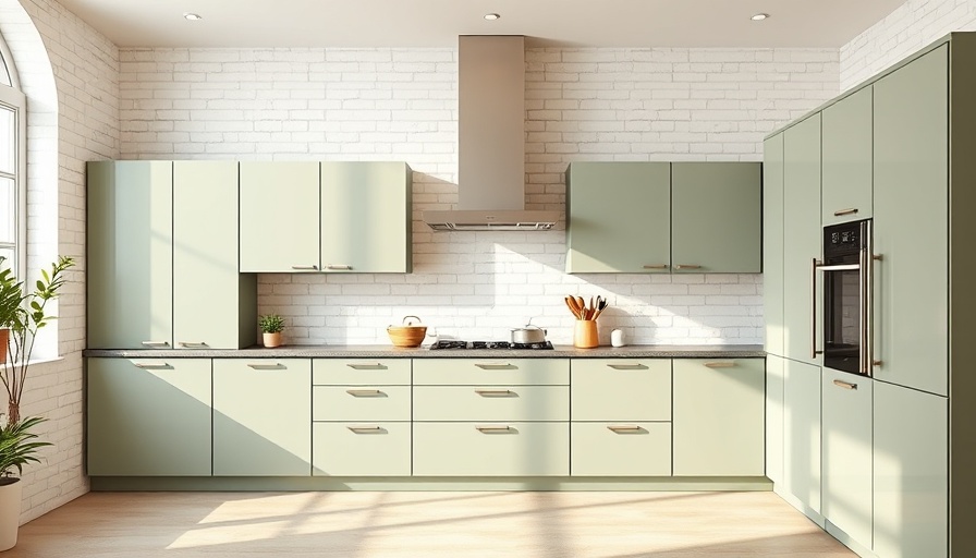 Modern kitchen with sage green cabinets showcasing kitchen color trends.