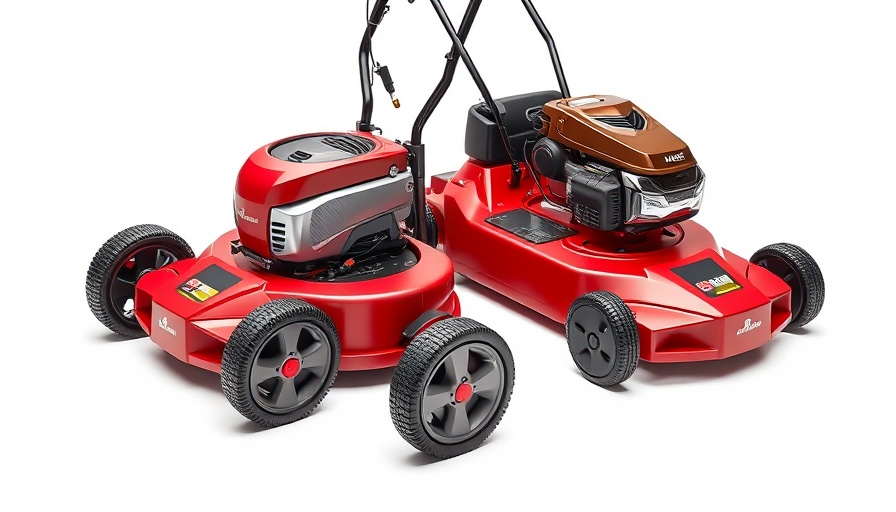 Modern red lawn mowers highlighting features in the landscaping industry.