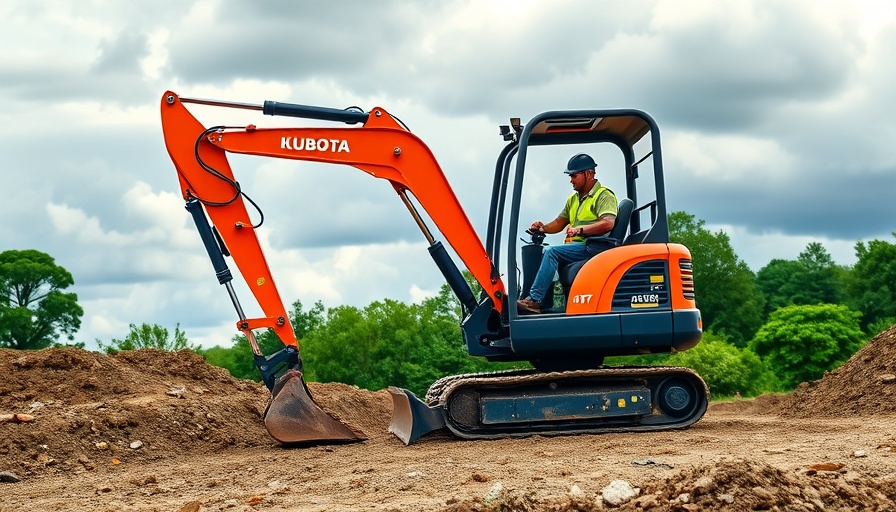 Kubota U17-5 mini excavator in action on a construction site.