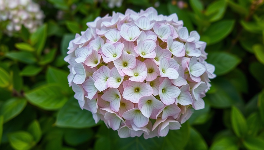 Elise's Garden hydrangea close-up, vibrant petals.