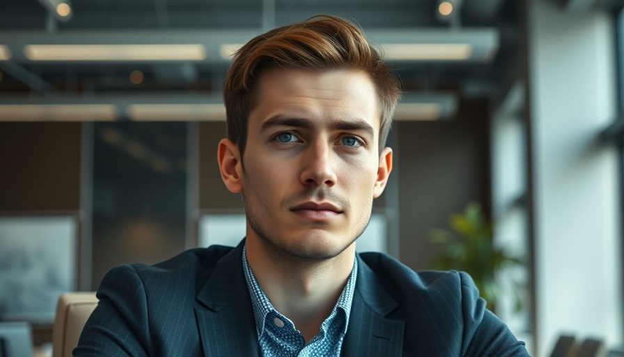 Young man in a suit in a modern office setting