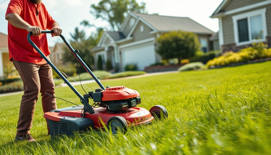 Man mowing lawn in suburban area for 2025 Home Service Economic Report.