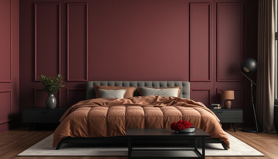 Trending paint colours in elegant mauve bedroom design.