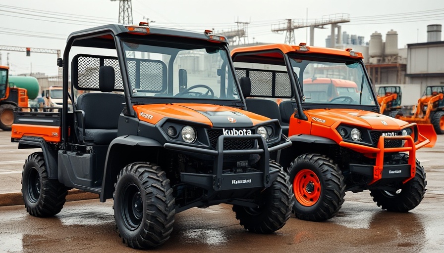 Kubota utility vehicles in industrial setting promoting air conditioning units.