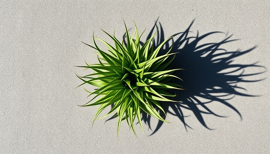 Air plant care guide: photorealistic air plant casting shadows.