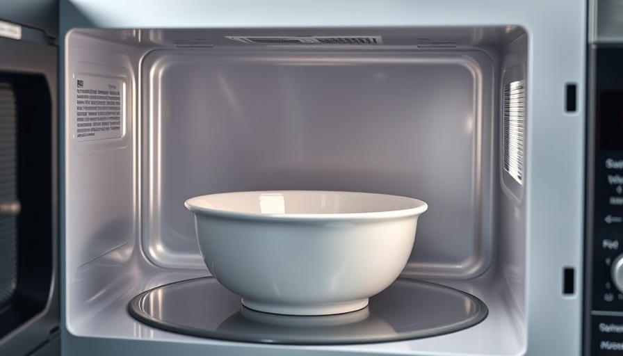 Chemical-free microwave cleaning method shown with a white bowl.