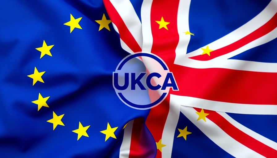UKCA marking requirements on EU and UK flags.