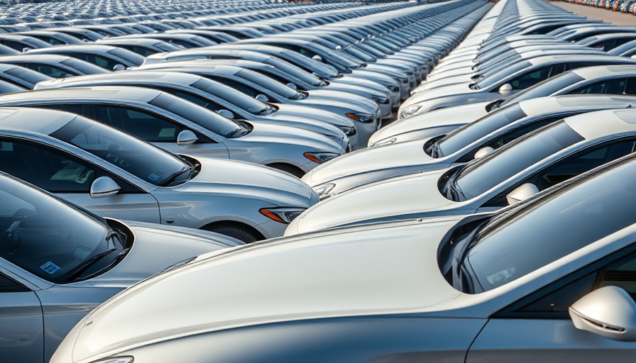 Automotive distribution lot reflecting Trump tariff exemption impact.