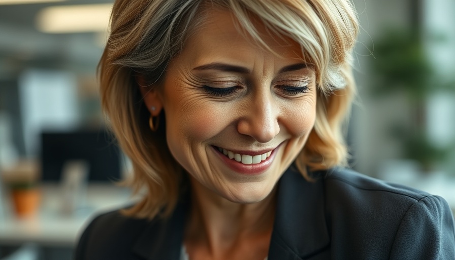 Pensive woman in office setting, reflecting on tariffs impact.