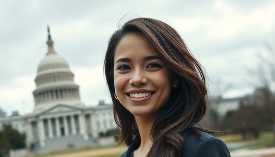 Young woman smiling in front of the US Capitol, exploring fear-based leadership.