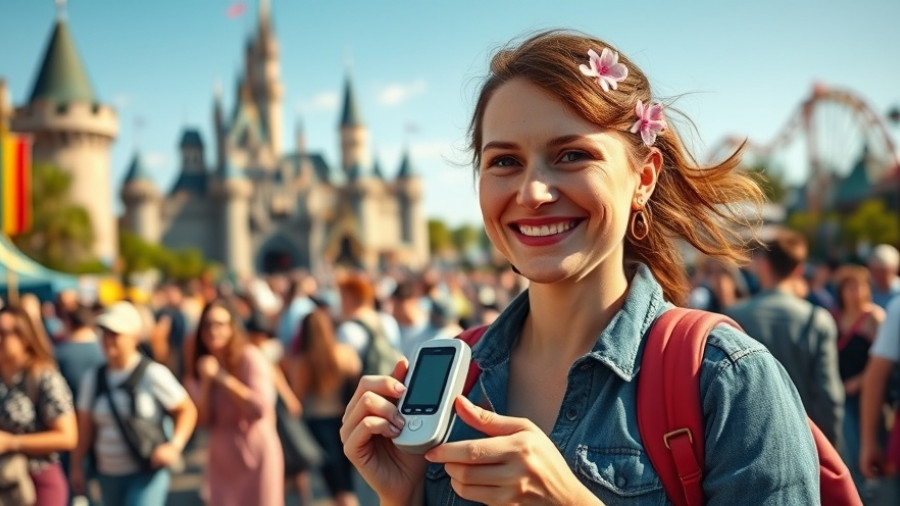 Woman with glucose monitor at amusement park, right to bring diabetes supplies into public venues.
