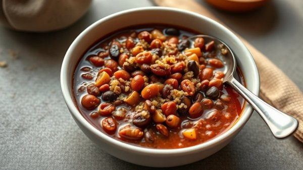 Chili with beans and quinoa suitable for type II diabetes.