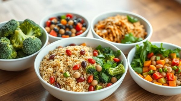 Balanced meals for weight loss and type II diabetes, featuring vegetables and quinoa.