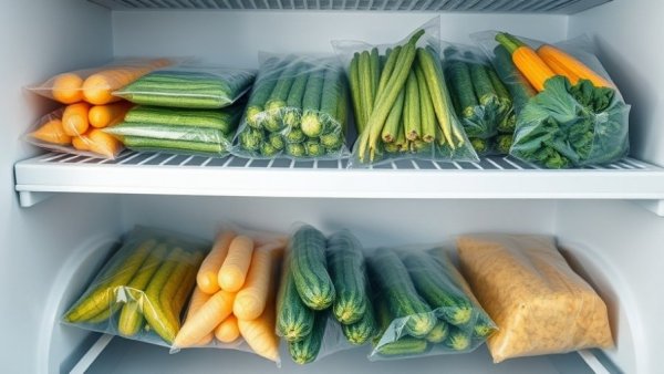 Frozen vegetables organized for a diabetic diet plan.