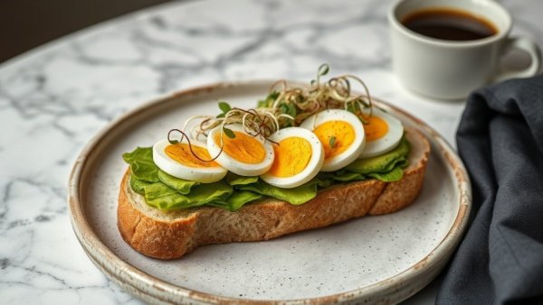 Healthy sandwich for a diabetic diet plan with avocado and egg.