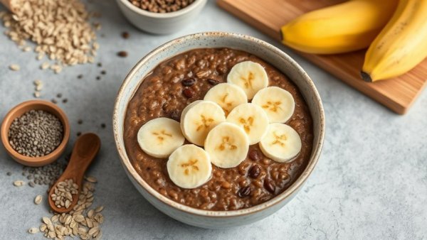 Diabetes-friendly meal plan with chocolate oatmeal and banana.