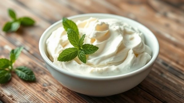 Bowl of cottage cheese with mint leaves on wooden table, best cheeses for losing belly fat.